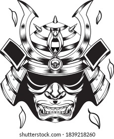 vector line art oni samurai