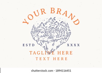 vector line art outdoor nature vintage badge design. design can be used for print and digital needs