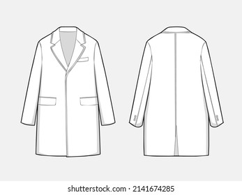 VECTOR LINE ART OUTLINE LONG COAT BLAZER COLLECTION FOR SIZE CHARTS OR SIZE GUIDE