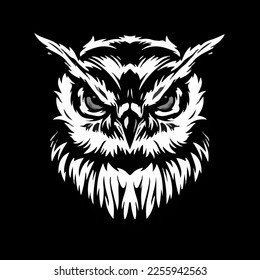 vector line art owl grey amazing, eps.10
