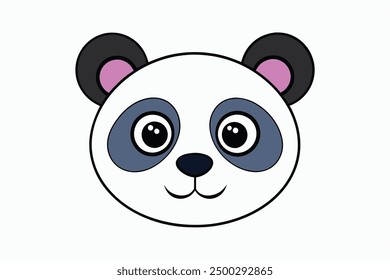 Vector Line Art of Panda Faces on White Background Illustration, Logo Icon and Clipart