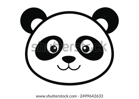 Vector Line Art of Panda Faces on White Background Illustration, Logo Icon and Clipart