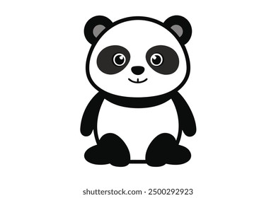 Vector Line Art of Panda on White Background Vector Illustration | Logo Icon Clipart