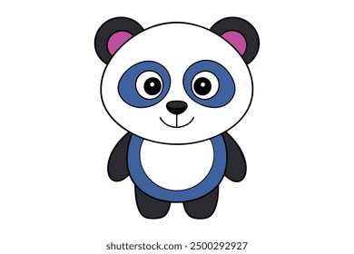 Vector Line Art of Panda on White Background Vector Illustration | Logo Icon Clipart