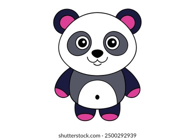 Vector Line Art of Panda on White Background Vector Illustration | Logo Icon Clipart