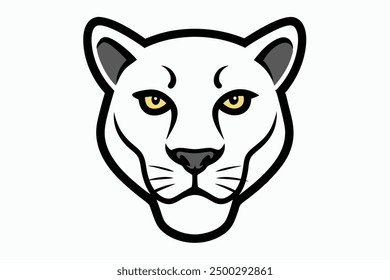 Vector Line Art of Panther Faces White Background, Vector Illustration, Logo Icon and Clipart