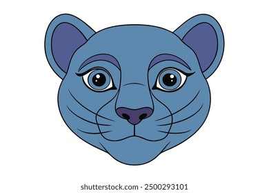 Vector Line Art of Panther Faces White Background, Vector Illustration, Logo Icon and Clipart