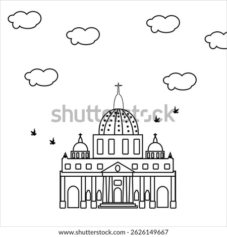 Vector line art of the Papal Basilica of St. Peter in Vatican City