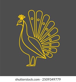 vector line art of a peacock simple minimalist white background