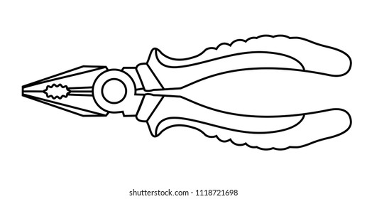 Vector line art pliers icon work tool illustration
