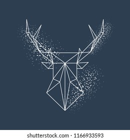 Vector line art polygonal deer face silhouette. Scandinavian abstract art. It may be used for poster, postcard, layout, greeting card, wall art, phone case, t-shirt