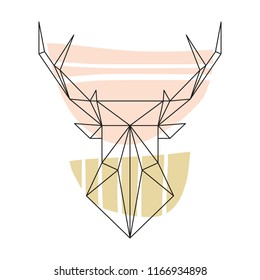 Vector line art polygonal deer face silhouette. Scandinavian abstract art. It may be used for poster, postcard, layout, greeting card, wall art, phone case, t-shirt