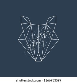 Vector line art polygonal fox face silhouette. Scandinavian abstract art. It may be used for poster, postcard, layout, greeting card, wall art, phone case, t-shirt