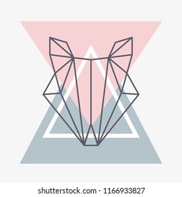 Vector line art polygonal fox face silhouette. Scandinavian abstract art. It may be used for poster, postcard, layout, greeting card, wall art, phone case, t-shirt