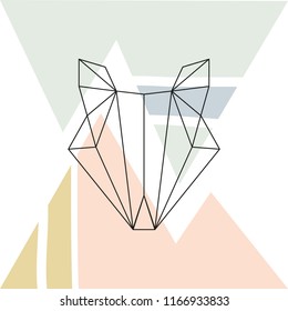 Vector line art polygonal fox face silhouette. Scandinavian abstract art. It may be used for poster, postcard, layout, greeting card, wall art, phone case, t-shirt