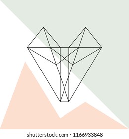 Vector line art polygonal fox face silhouette. Scandinavian abstract art. It may be used for poster, postcard, layout, greeting card, wall art, phone case, t-shirt