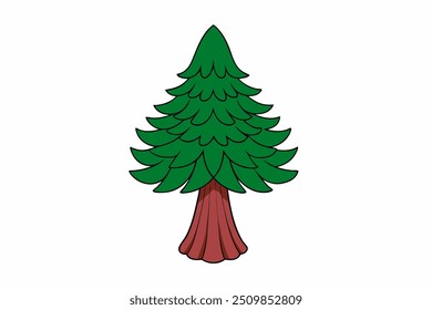 Arte de la línea de Vector del árbol de secuoya sobre fondo blanco Ilustración vectorial y Clipart del logotipo