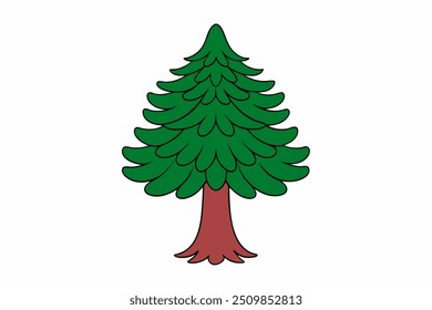 Arte de linha de vetor da árvore de Sequoia no fundo branco Ilustração de vetor e clip-art do logotipo