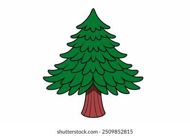 Vector Line Art of Redwood Tree on White Background Vector Illustration and Logo Clipart