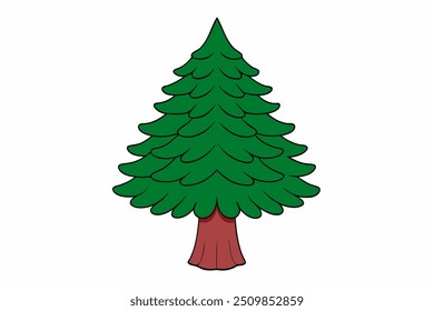 Arte de la línea de Vector del árbol de secuoya sobre fondo blanco Ilustración vectorial y Clipart del logotipo