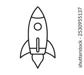 Vector Line Art Rocket Icon for Space-Themed Designs