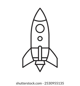 Vector Line Art Rocket Icon for Space-Themed Designs