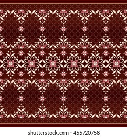 Vector line art seamless border for design template.  Element for design in Eastern style. Ornamental backdrop. Pattern fill. Ornate floral decor for wallpaper. Traditional decor