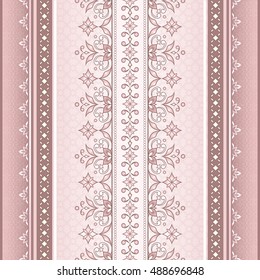 Vector line art seamless border for design template. Colored element for design in Eastern style. Vintage pattern for invitations,  greeting cards, wallpaper. Traditional floral decor.