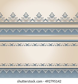 Vector line art seamless border for design template.  Element for design in Eastern style and place for your text. Ornamental backdrop. Pattern fill. Ornate floral decor for wallpaper.
