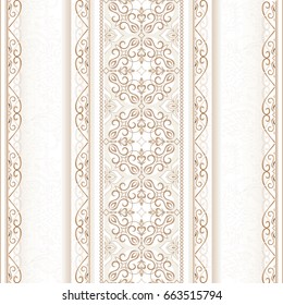 Borda sem costura de arte de linha vetorial para modelo de design. Elemento para design em estilo oriental. Fundo ornamental. Decoração floral ornamentada para papel de parede. Decoração dourada tradicional.