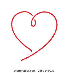 Vector line art set of hand-drawn red hearts.