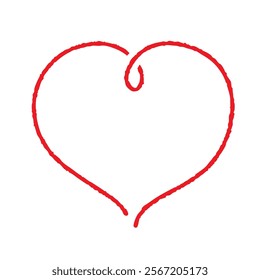 Vector line art set of hand-drawn red hearts.