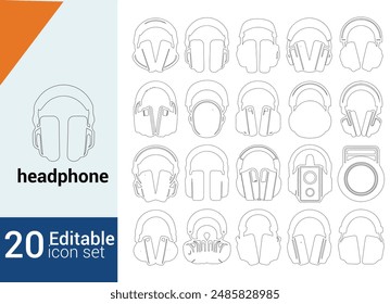 vector and line art set of headphones