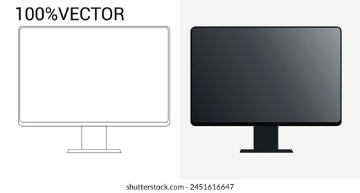vector and line art set for monitors and televisions