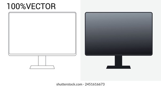 vector and line art set for monitors and televisions