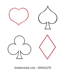 Vector Line Art Set Playing Cards Stock Vector (Royalty Free) 350561270 ...