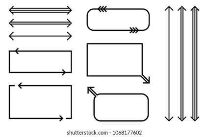 Vector line art set of speech bubbles and arrows for infographics. isolated on white background