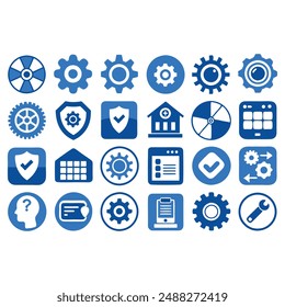 Vector line art setting icon set illustration
