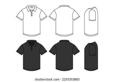 vector line art short sleeve polo shirt	
