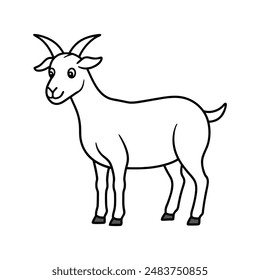 vector line art silhouette of a goat art