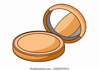 Vector Line Art of Silk Finish Compact Powder Cosmetic Vector Illustration and Logo Icon Clipart