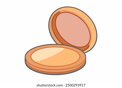 Vector Line Art of Silk Finish Compact Powder Cosmetic Vector Illustration and Logo Icon Clipart