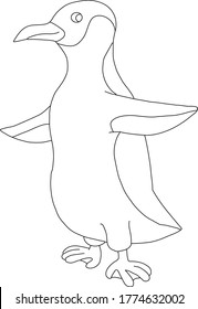 Vector line art simple style penguin zoo icon. Coloring page