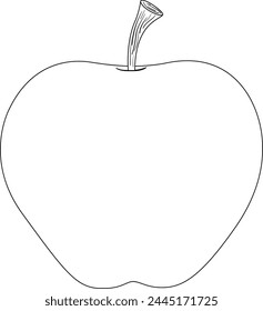 Vector line art of a single apple outline
