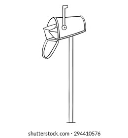 Vector  Line Art Single Mailbox