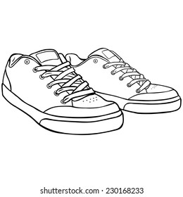 Vector Line Art Skaters Shoes