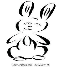 Vector line art sketch of a bunny 