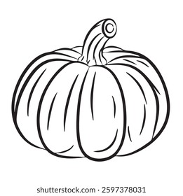 vector line art sketch of a pumpkin,Thanksgiving Day pumpkin silhouette set.