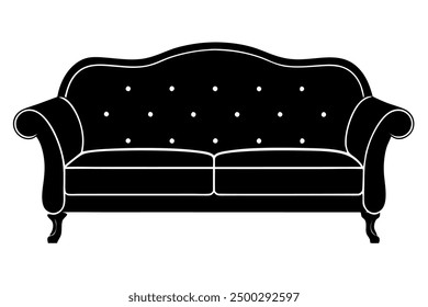 Vector Line Art Sofa Furniture Illustration White Background, Logo Icon, Clipart