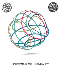 Vector Line Art Sphere, Graphic Design Logo. Professional Modern Icon Shape.